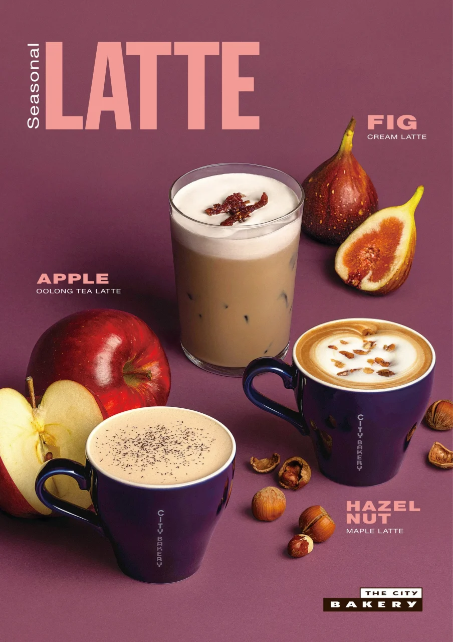 THE CITY BAKERYのSEASONAL LATTE 2026の3種のラテと素材
