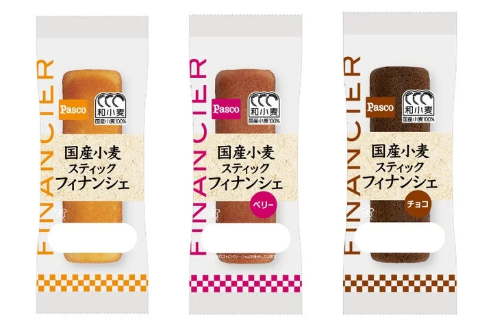 国産小麦スティックフィナンシェのプレーン、ベリー、チョコの3種パッケージ
