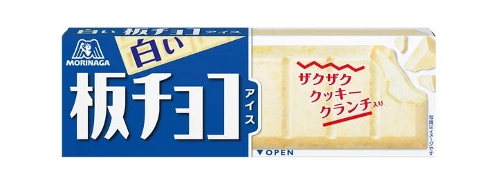「白い板チョコアイス」のパッケージ表面。