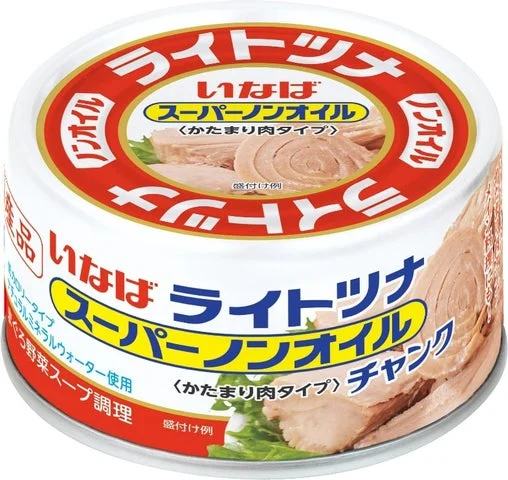 いなば食品「国産ライトツナスーパーノンオイル チャンク」の缶詰パッケージ