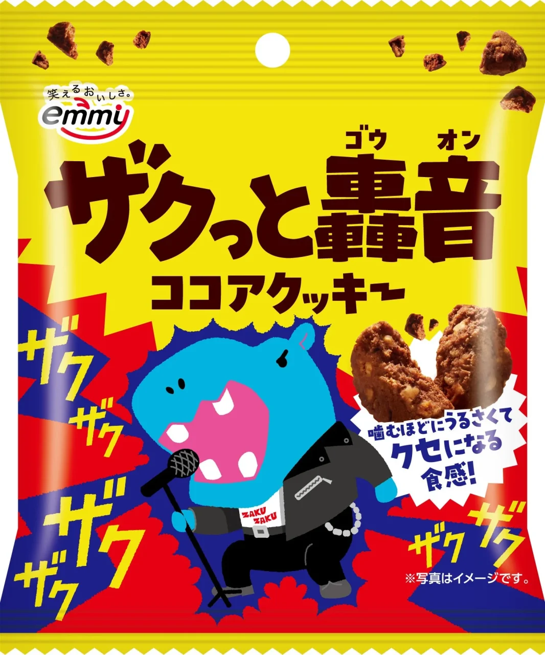 ザクっと轟音ココアクッキーのパッケージとクッキーの断面