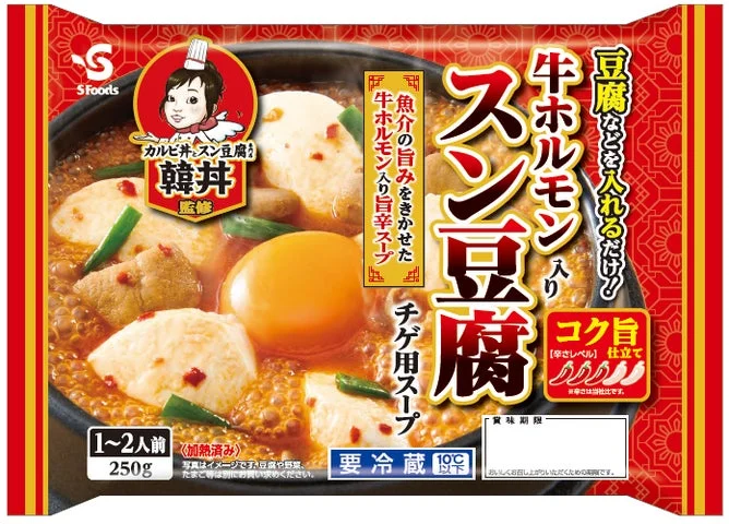 韓丼監修 牛ホルモン入りスン豆腐チゲ用スープのパッケージ画像