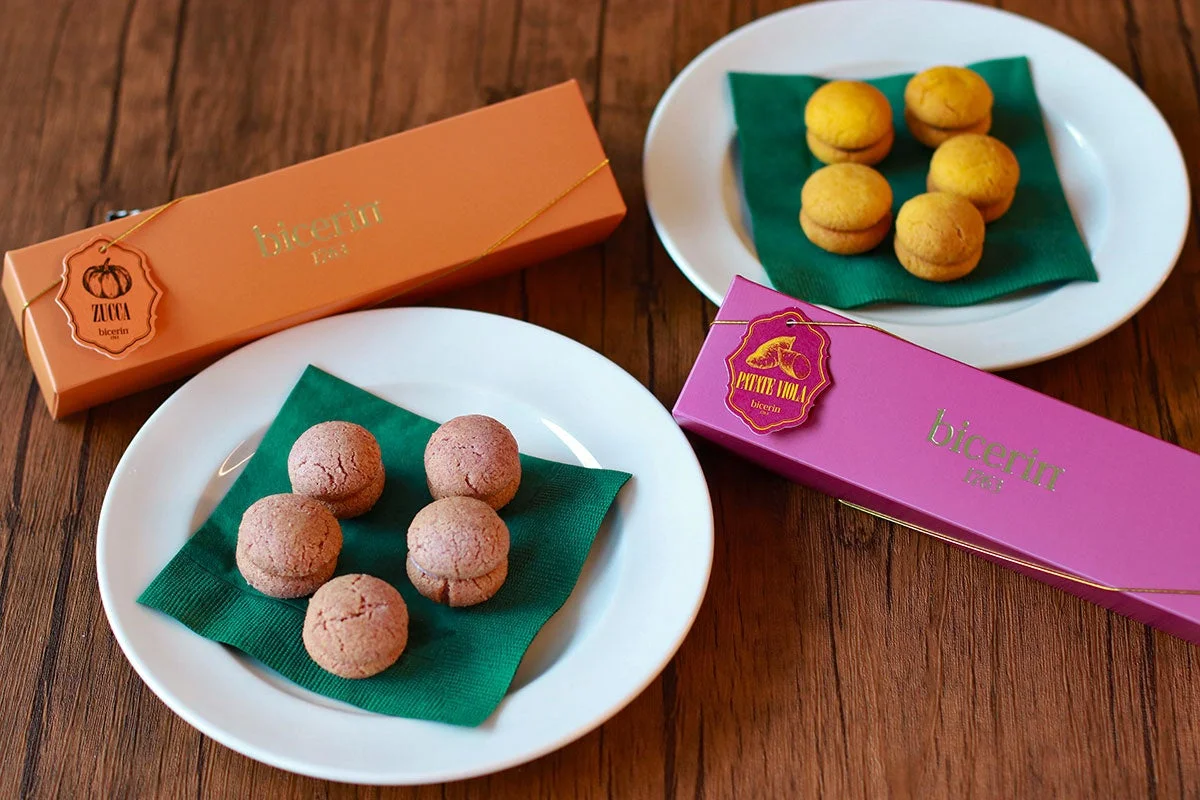 バーチ・ディ・ダーマ(カボチャ)と(紅イモ)の焼菓子とパッケージ