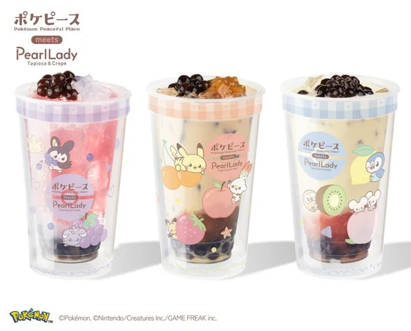 3種類のポケピースコラボタピオカドリンクの製品画像