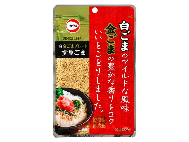 白金ブレンドすりごま55gのパッケージ表面