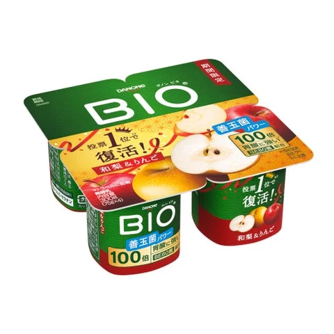 ダノンビオ「和梨＆りんご」の4個パック製品パッケージ