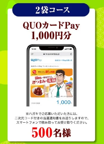 QUOカードPay1,000円分が当たるキャンペーン賞品のイメージ