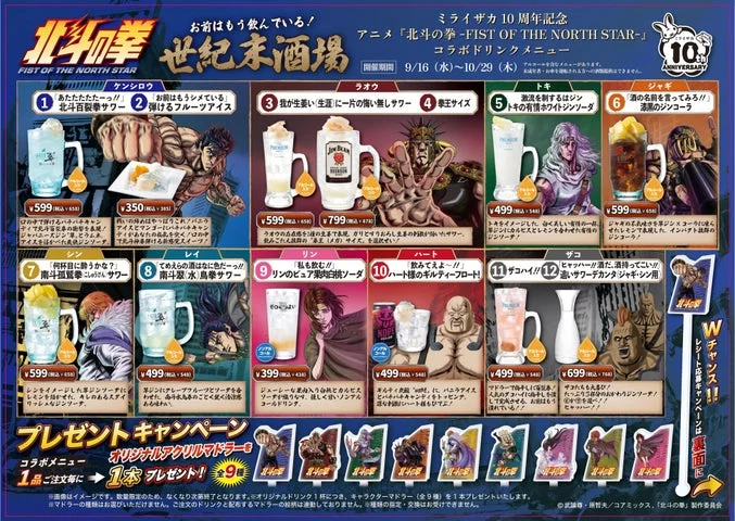 北斗の拳コラボドリンクメニュー全12種とマドラー一覧