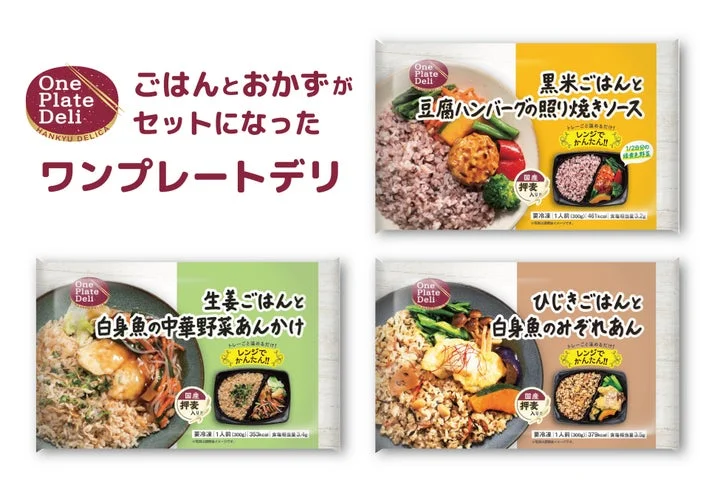 3種類のワンプレートデリのパッケージと中身の並び