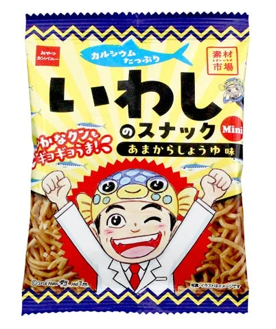 「素材市場いわしのスナック(あまからしょうゆ味)ミニ」のパッケージ正面