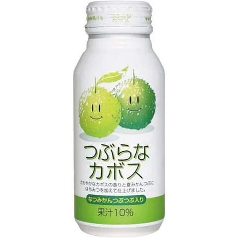 つぶらなカボスのボトル。カボスのイラストと果汁10%の表記がある