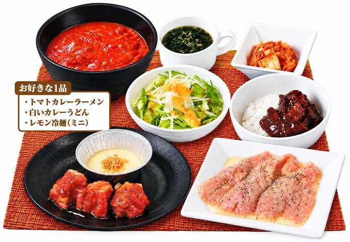 フェアランチ定食の全メニューと選べる麺類の表示