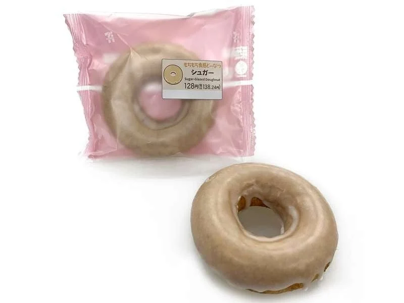 もちもち食感どーなつ シュガーの個包装と、シュガーをまとったドーナツ