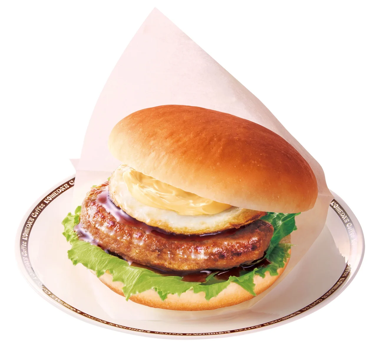 てりやきソースとエッグオムレツを挟んだバーガー