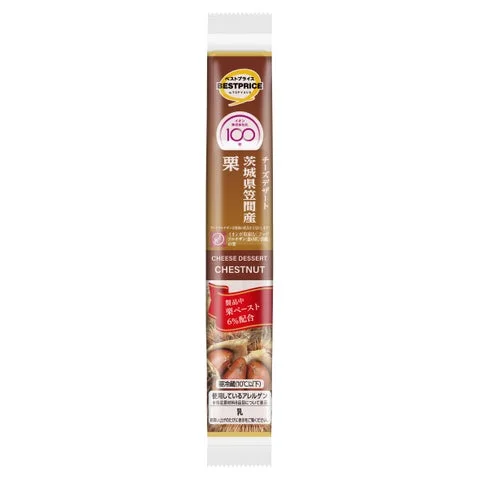トップバリュベストプライス チーズデザート 茨城県笠間産栗のスティックパッケージ
