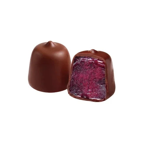 チョコがけアサイーキューブの断面と丸ごとの製品