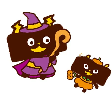 ハロウィンの仮装をしたブラックサンダーキャラクターのイラスト