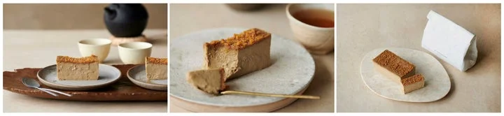 切り分けられたチーズケーキとティーカップが並べられた様子