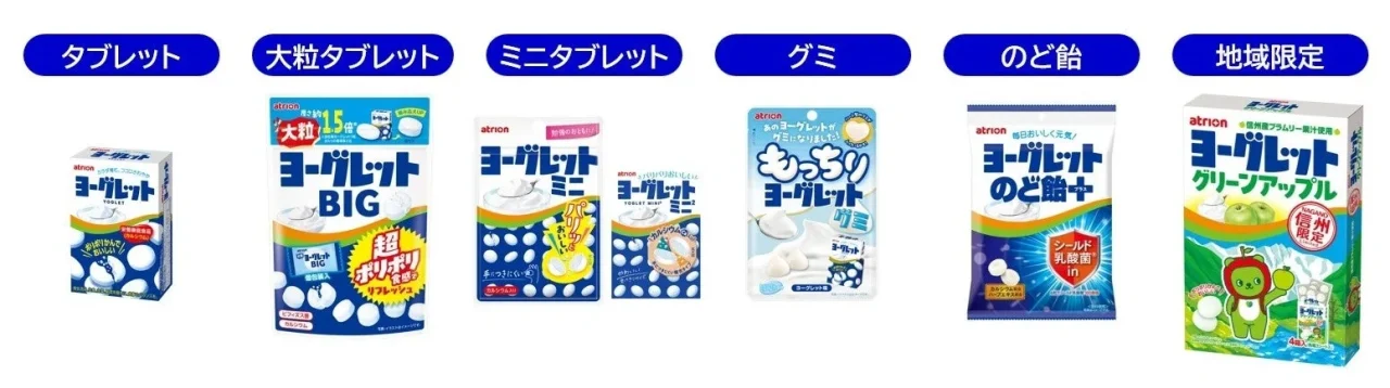 ヨーグレットシリーズのタブレットやグミなど各種パッケージ