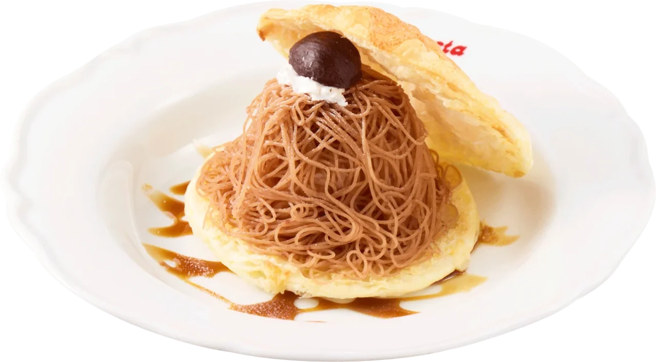 ～しぼりたてモンブラン～ 焼きたてパイのモンブラン。パイにマロンペーストを絞ったドルチェ