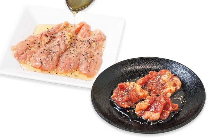 はちみつ＆黒胡椒で味付けされた柔らかカルビと鶏せせり