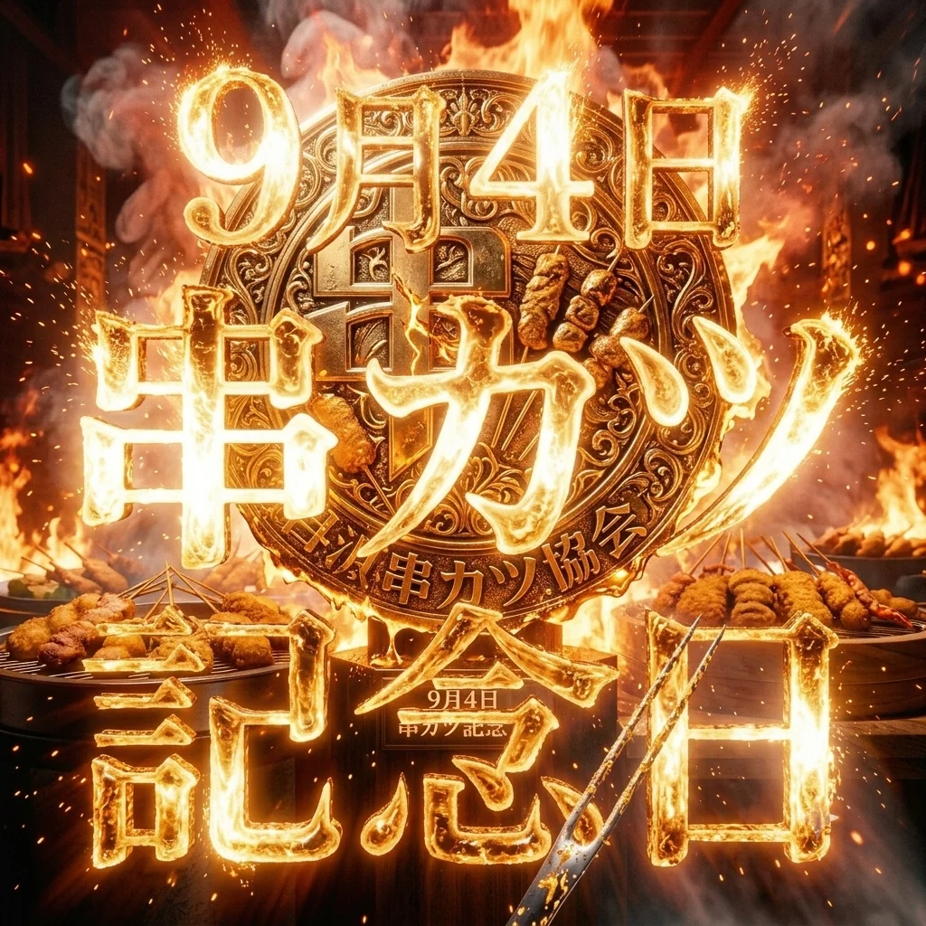 炎と串カツを背景に「9月4日 串カツ記念日」の文字が描かれたビジュアル