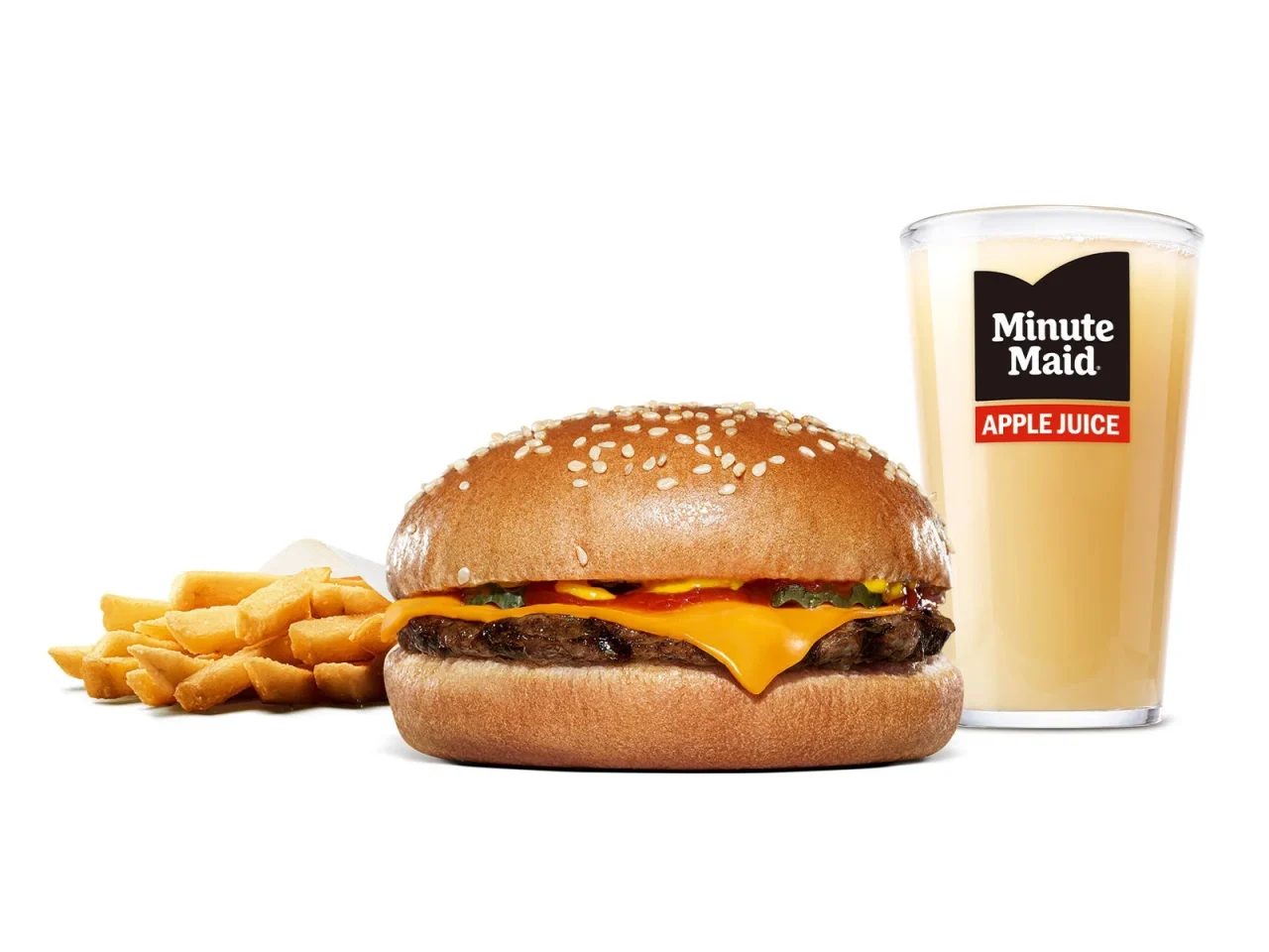 チーズバーガー キッズセットのバーガー、フライ、ドリンク