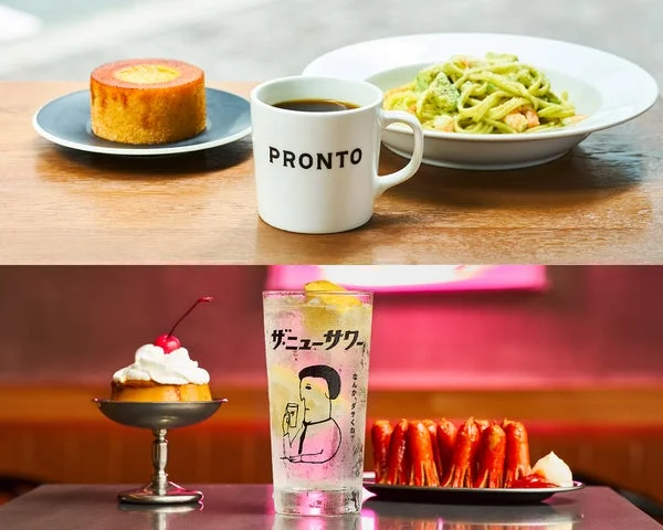 カフェメニューとキッサカバメニューが並ぶPRONTOの店内イメージ