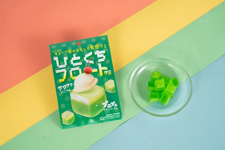 ひとくちフロートグミのパッケージとグミ