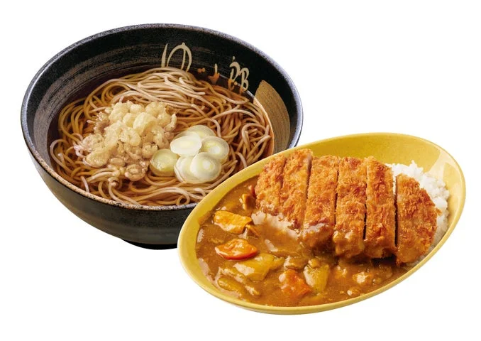 満腹カツカレーとそばのセットメニュー。