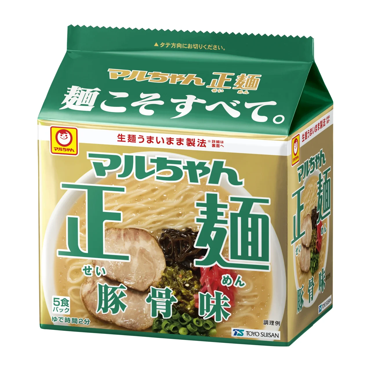 マルちゃん正麺 豚骨味 5食パックのパッケージ