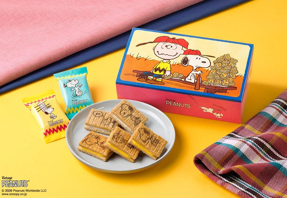 スヌーピー シュガーバターの木 詰合せ 12個入の箱と個包装、お菓子