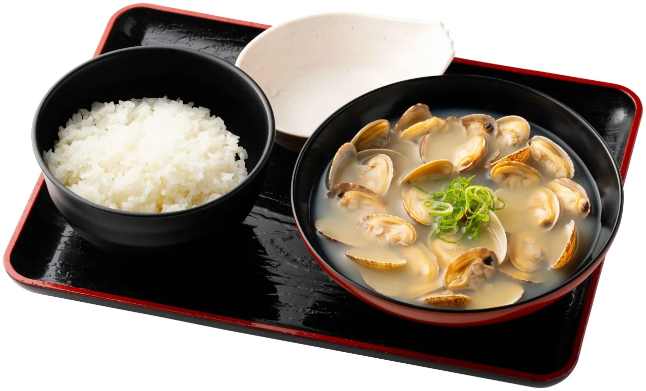 貝汁ライスの大盛貝汁とライスのセット