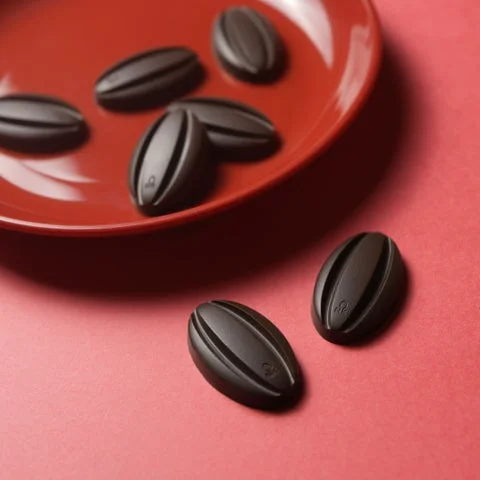 カカオポッドを模した形状のチョコレート粒