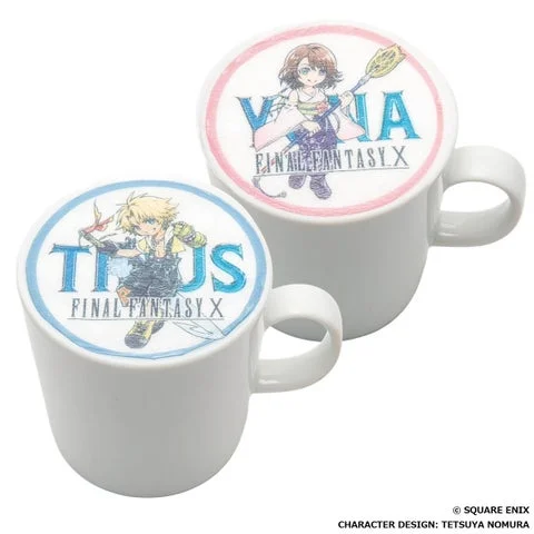 ティーダとユウナが描かれたラテアートドリンク2杯