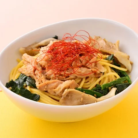 ごま香る豚しゃぶと舞茸の和風パスタ