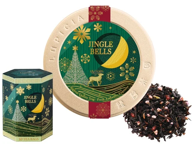 クリスマスティー「ジングルベル」のデザイン缶、BOX、茶葉