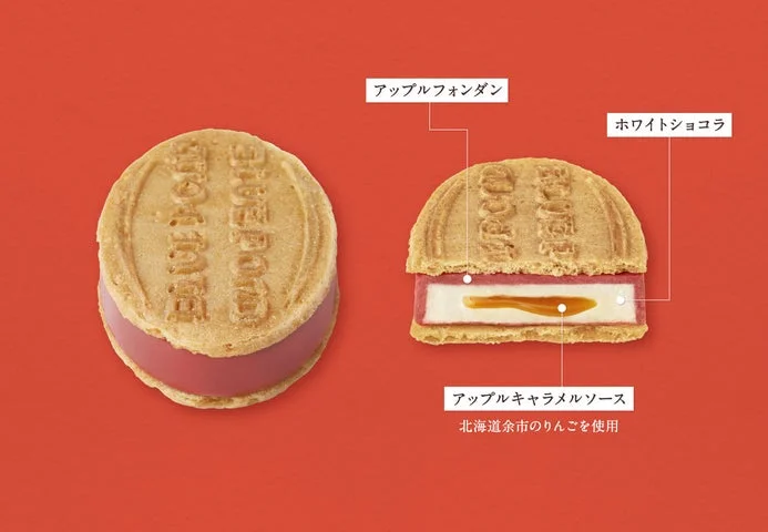 アップルキャラメルクリスピーの断面図と各層の構造説明