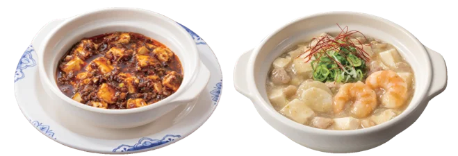 紅白食べ比べ麻婆豆腐セットの赤い麻婆豆腐と白い麻婆豆腐