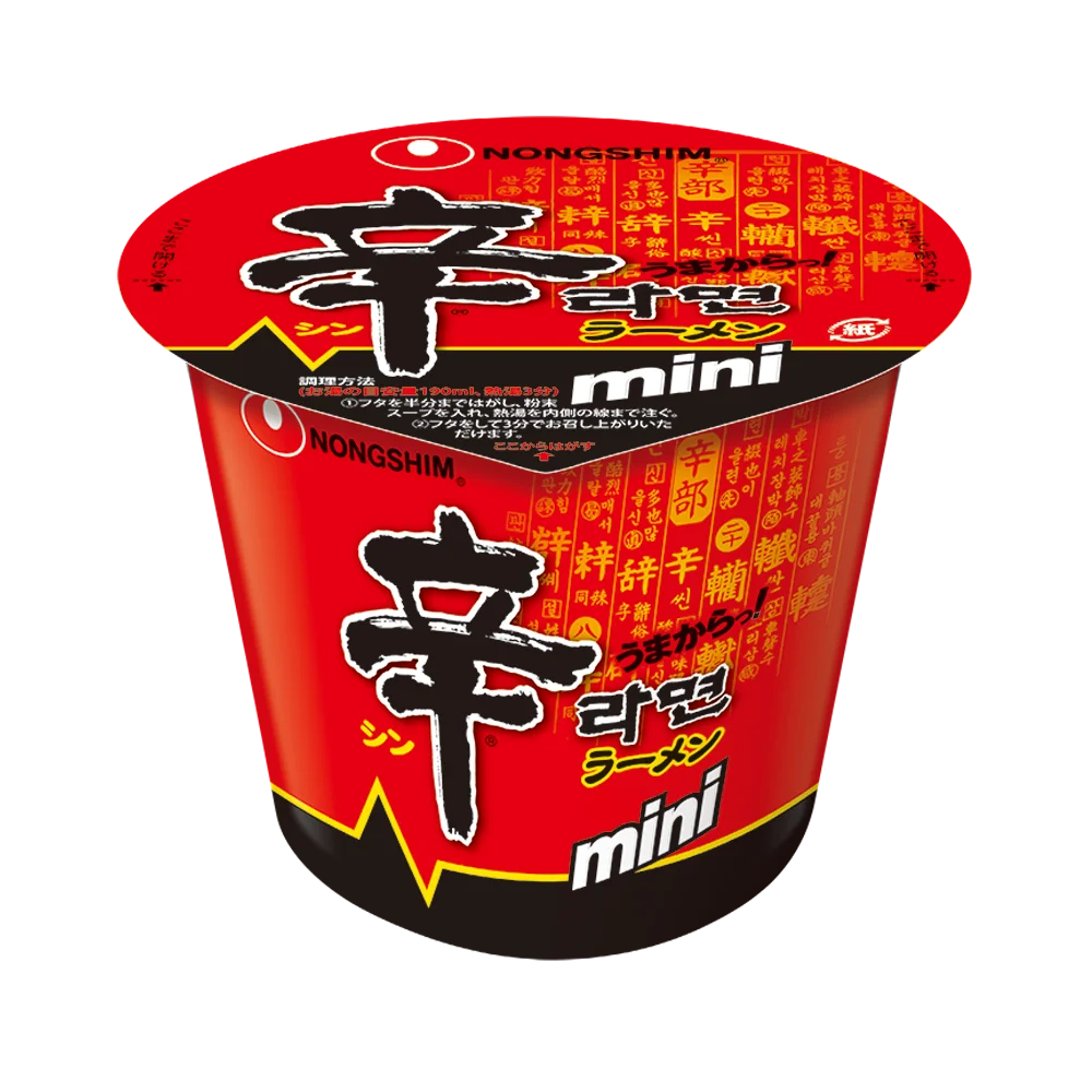 辛ラーメン ミニカップの赤いカップ麺パッケージ
