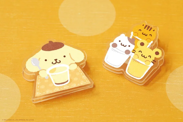 ポムポムプリンとマフィンが描かれたアクリルクリップ