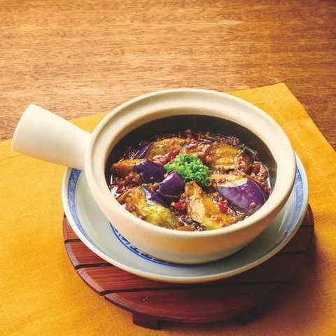 土鍋に入った麻婆茄子。