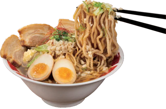 厚切り焼豚の味噌バミ郎そば（マシ盛）の盛り付け