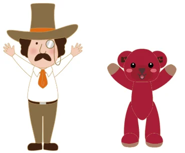 コメダンディとくつろぐまのキャラクターイラスト