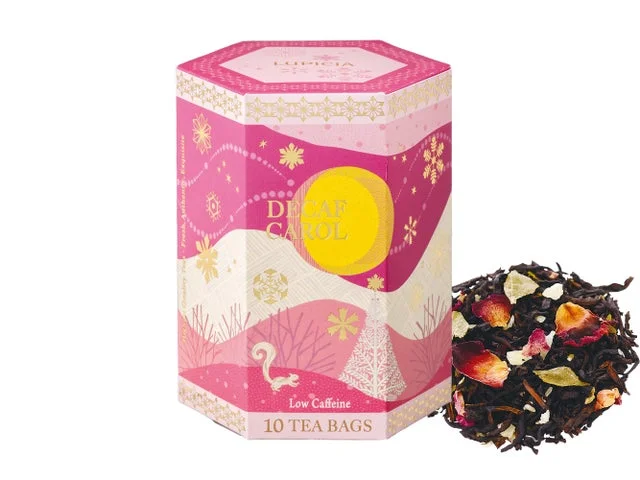 「デカフェ・キャロル」のティーバッグBOXと茶葉