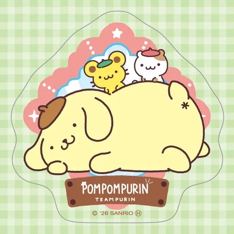 寝そべるポムポムプリンが描かれたオリジナルステッカーのデザインB