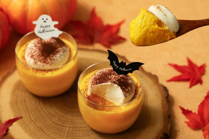 ハロウィン仕様のかぼちゃのプリン