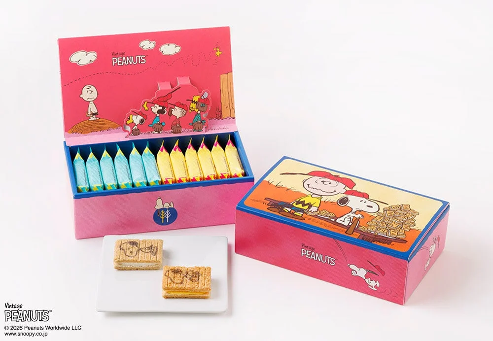 スヌーピー シュガーバターの木 詰合せ 12個入のポップアップボックスと個包装のお菓子