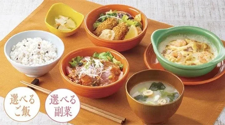 chawanの選べる3種の惣菜和膳。ご飯と複数の副菜、汁物が並ぶ和食膳のイメージ
