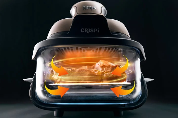 Ninja Crispi内部の熱風循環の様子を示すイメージ図